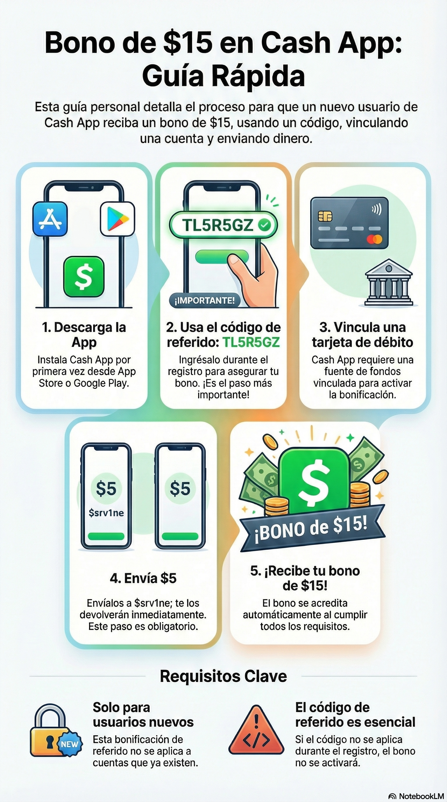 Pasos del bono de $15 de Cash App (Español)